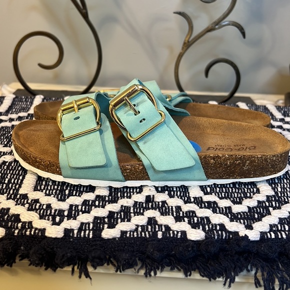 Bio Gold Sandals turquoise slip on, size 7.5 - Picture 4 of 8